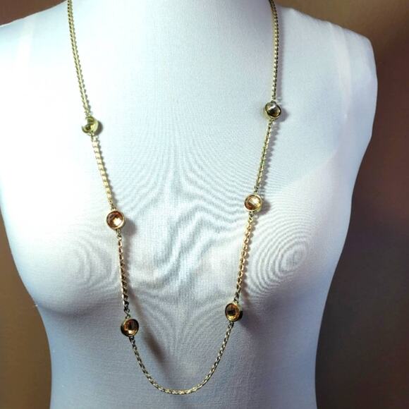 Banana Republic Necklace Glass Stone Crystal Opera Length 34" Chain Wrap Layer - Picture 1 of 5